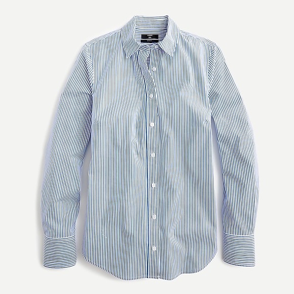J. Crew Tops - J.Crew Slim Stretch Perfect Shirt Blue Pinstripe